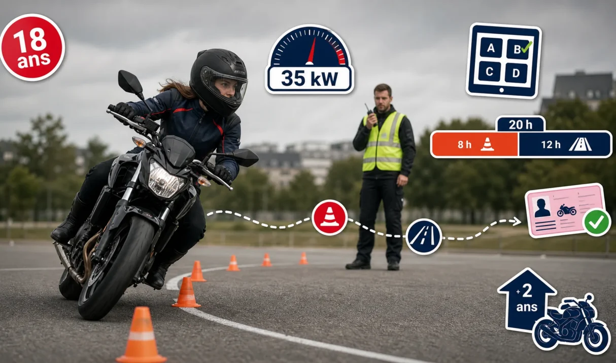 Permis moto A2 : toutes les étapes, de l’inscription à l’examen